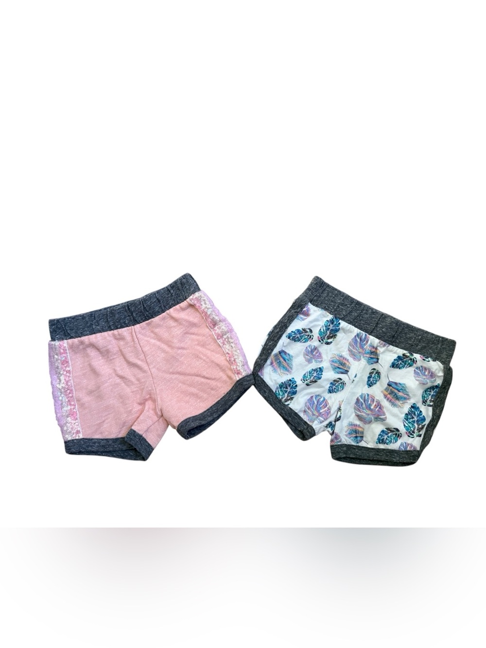 Miki Miette Girls' Pink & Leaf Print Double-Pack Play Shorts